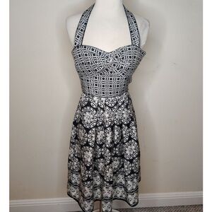 White House black market Black & White sweetheart halter strapless silk dress10